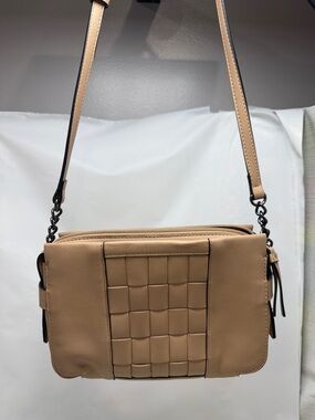 Simply Vera Vera Wang Tan Woven-Front Crossbody Bag